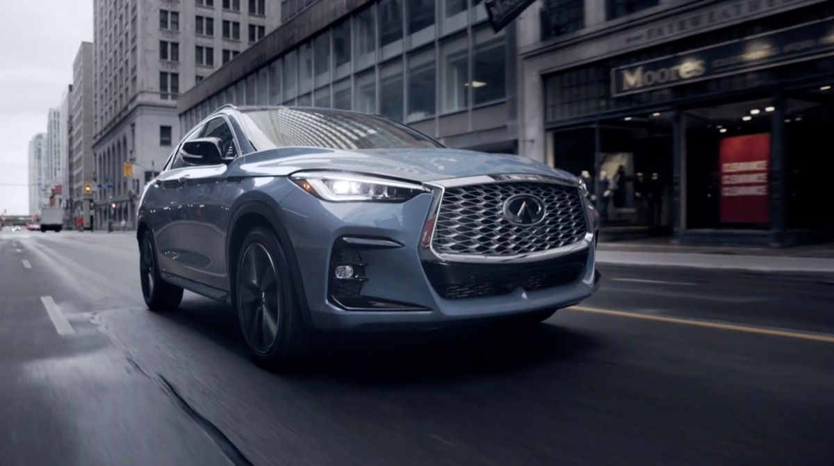 Still frame from Infiniti QX55 commercial, colour-graded by Kevin Luttman